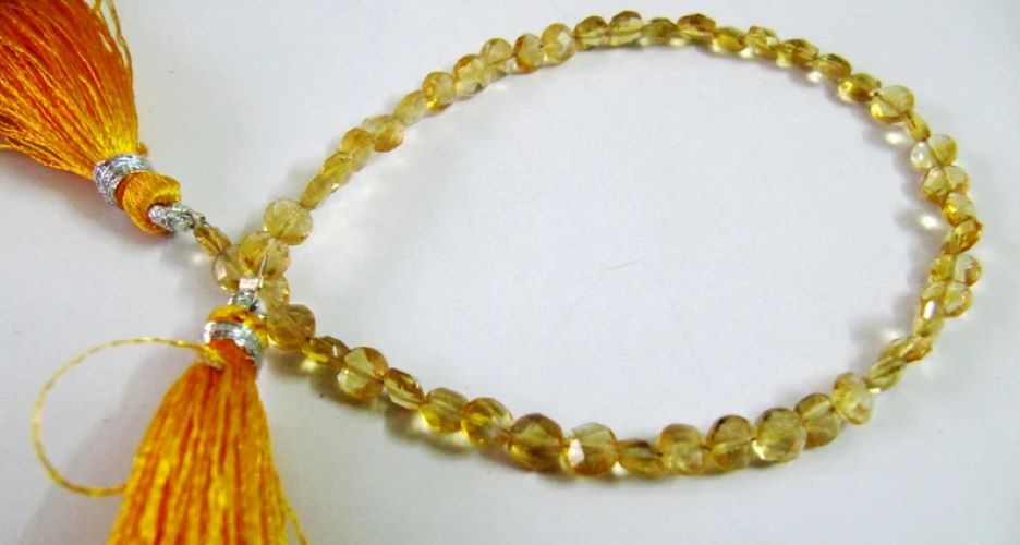 Natural Citrine Faceted Coin Beads, Bead Size Exact 4.5mm, Micro Size Strand 8 Inch