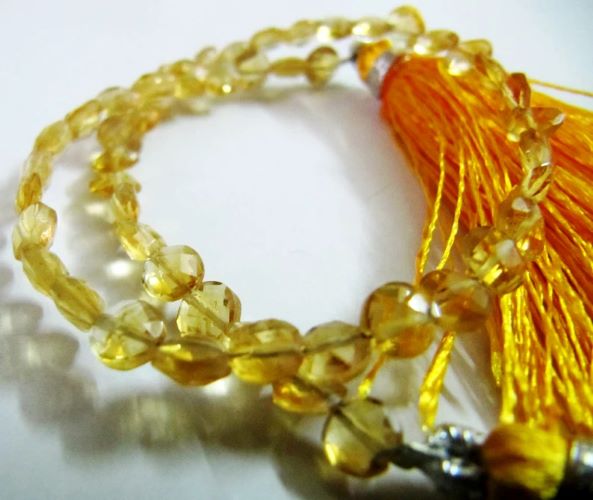 Natural Citrine Faceted Coin Beads, Bead Size Exact 4.5mm, Micro Size Strand 8 Inch