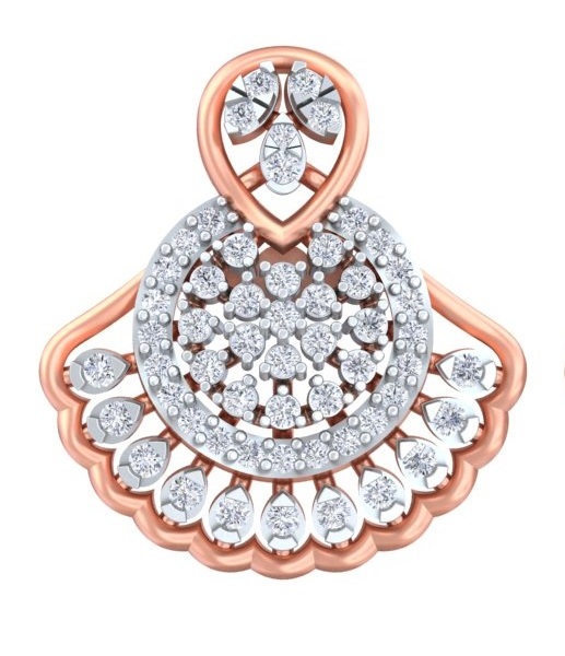 Vintage Fan-Motif Two-Tone Diamond Statement Studs