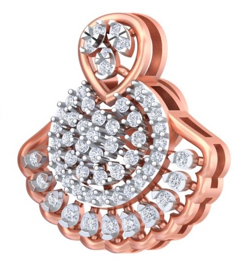 Vintage Fan-Motif Two-Tone Diamond Statement Studs