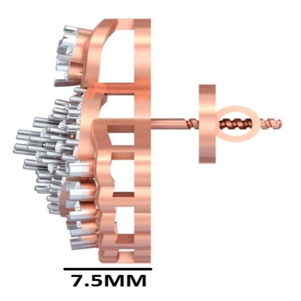 Vintage Fan-Motif Two-Tone Diamond Statement Studs