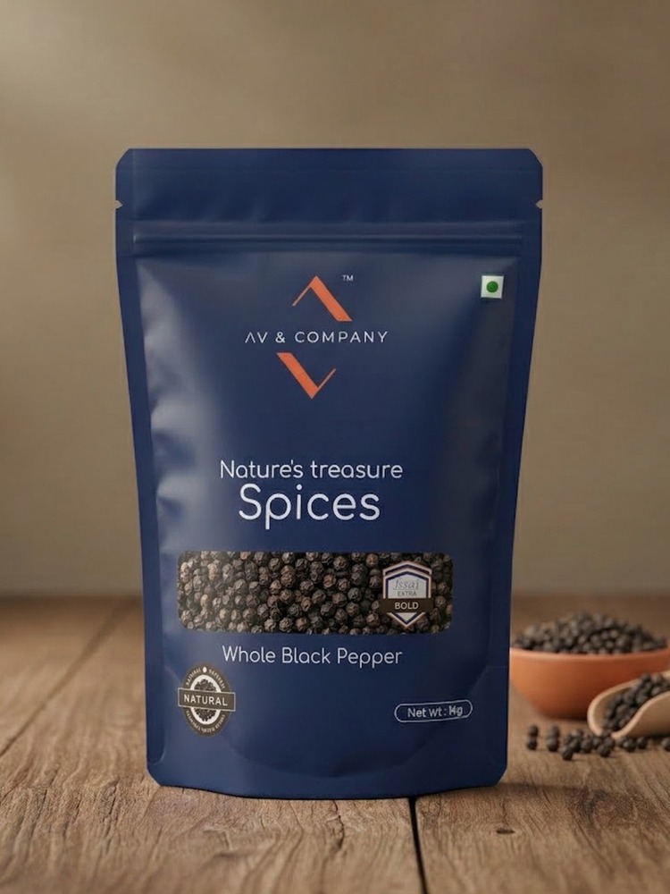 Black Pepper 1Kg Standup Pouch With Zipper - Flavor: Pungent
