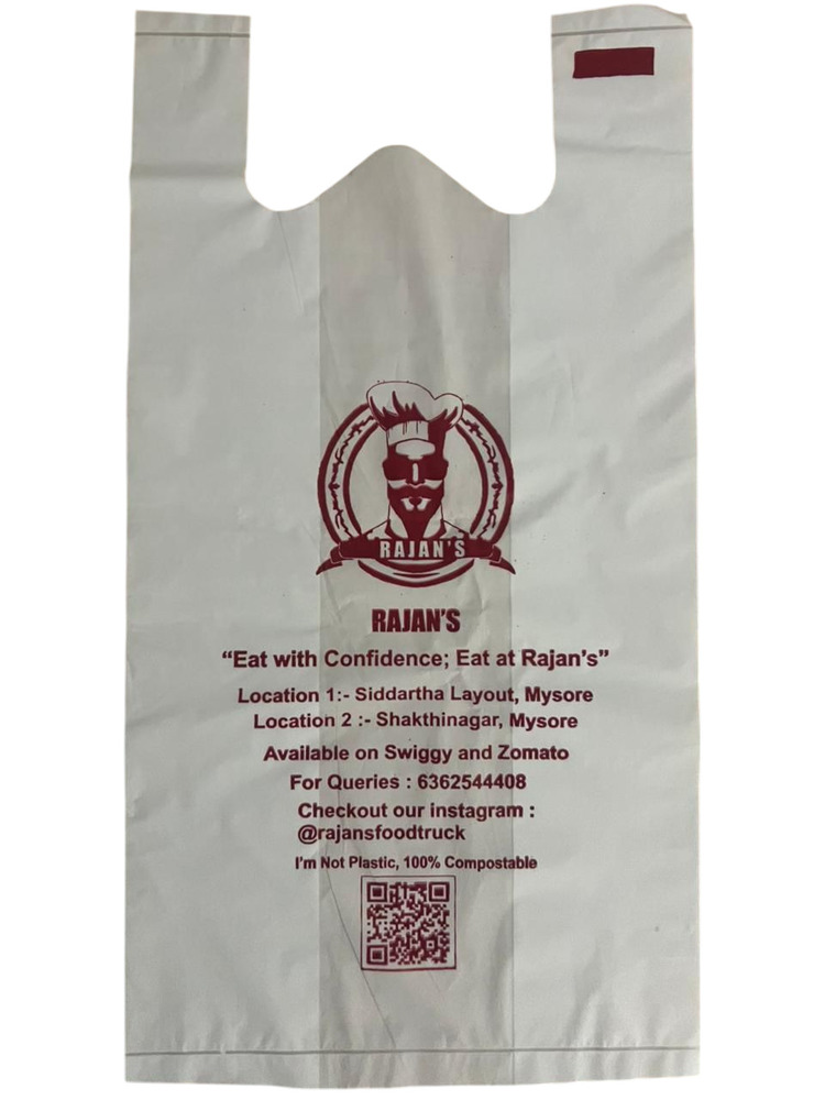 Biodegradable White Printed Carry Bags