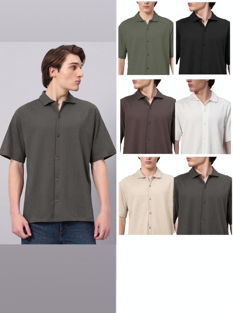 Mens Fashion Half Sleeve Button Down Shirt