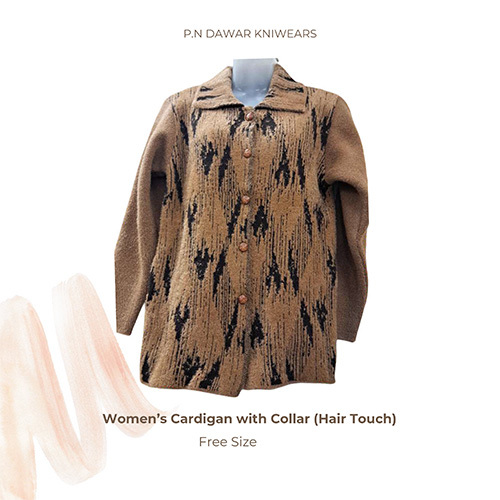 Free Size Womens Hair Touch Cardigan With Collar