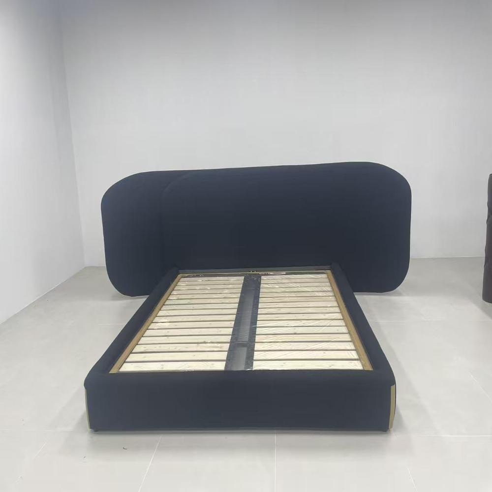 Luxury Modern Black Velvet Upholstered Platform Bed
