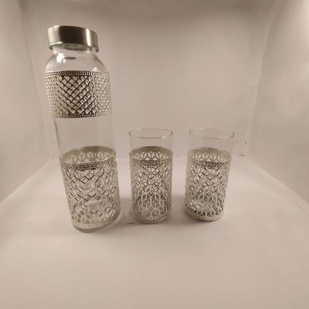 German Silver Glass & Bottle set