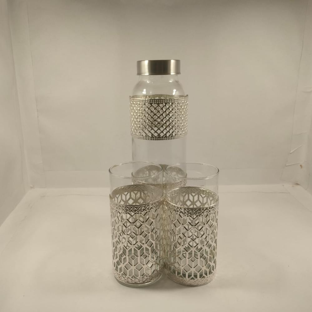 German Silver Glass & Bottle set