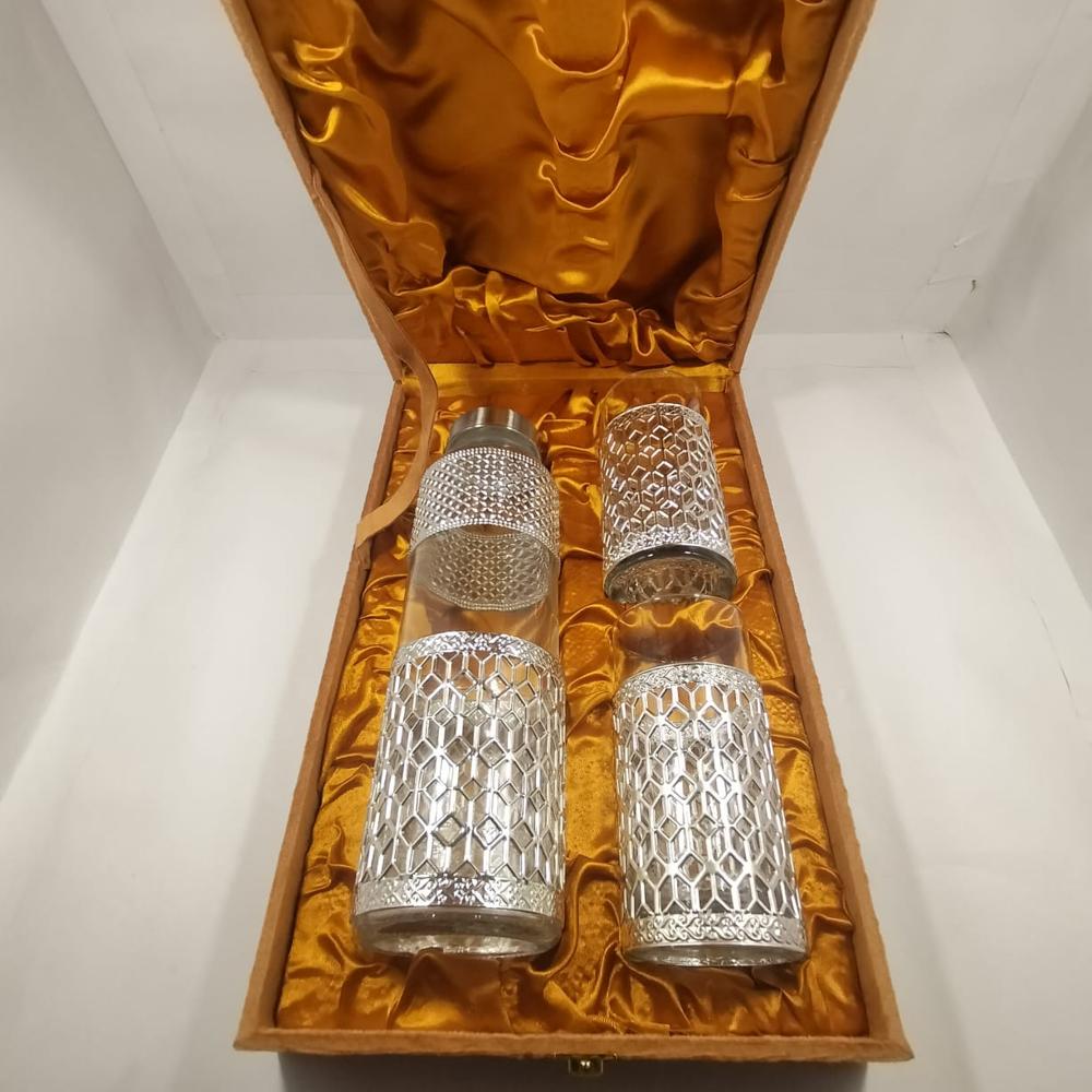 German Silver Glass & Bottle set