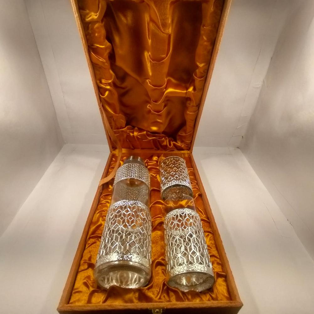 German Silver Glass & Bottle set