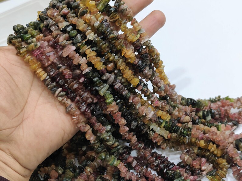 Natural Multi Tourmaline Free shape Chip Beads 6 to 10 mm Strand 34inches Long