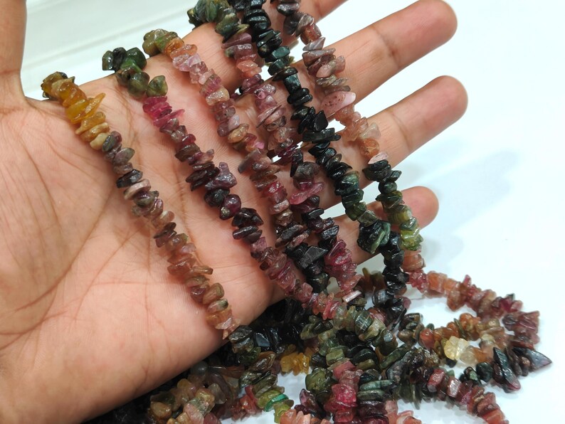 Natural Multi Tourmaline Free shape Chip Beads 6 to 10 mm Strand 34inches Long