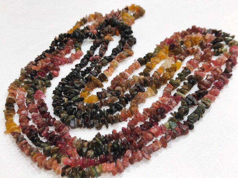 Natural Multi Tourmaline Free shape Chip Beads 6 to 10 mm Strand 34inches Long