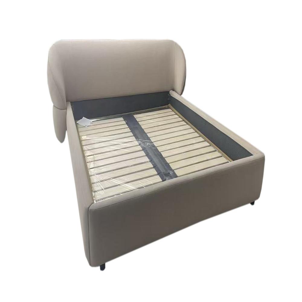 Luxury Cream Boucle King Size Bed with Curved Headboard