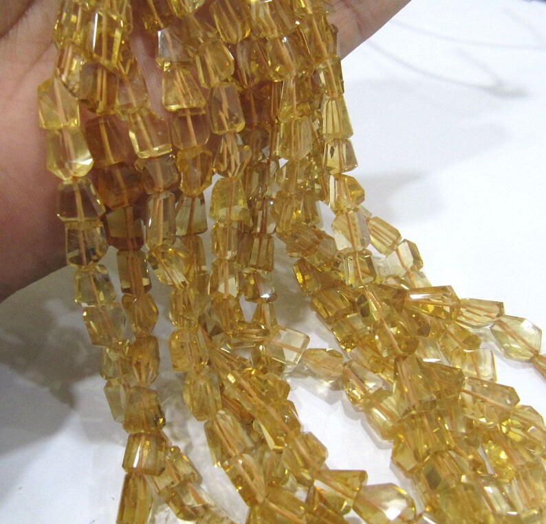 Natural Citrine Nugget Shape Laser Cut Tumbled 8mm To 10mm Beads Strand 8 Inches Long