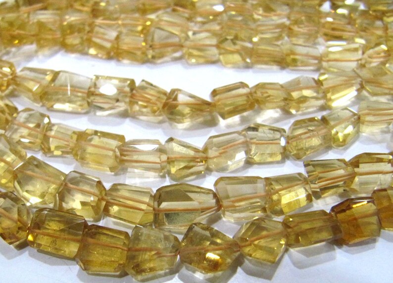 Natural Citrine Nugget Shape Laser Cut Tumbled 8mm To 10mm Beads Strand 8 Inches Long