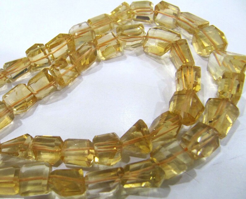 Natural Citrine Nugget Shape Laser Cut Tumbled 8mm To 10mm Beads Strand 8 Inches Long