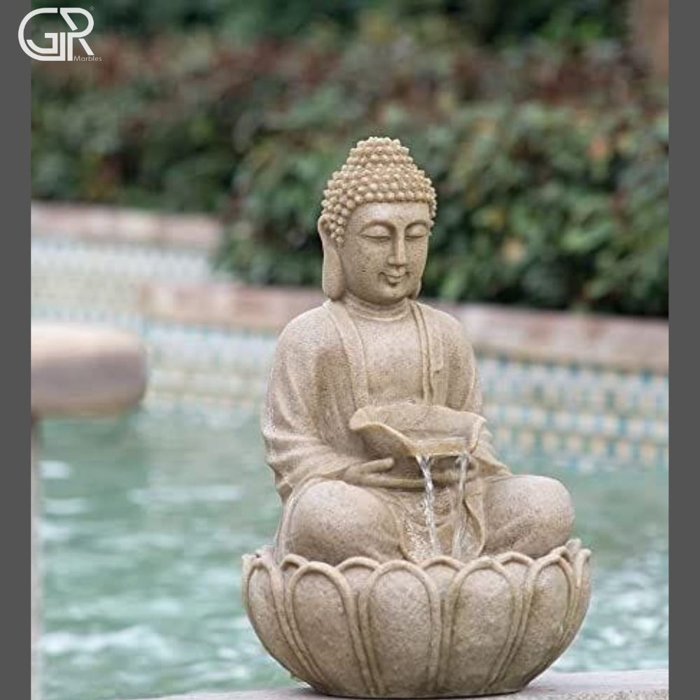 Teakwood Sandstone Buddha Fountain