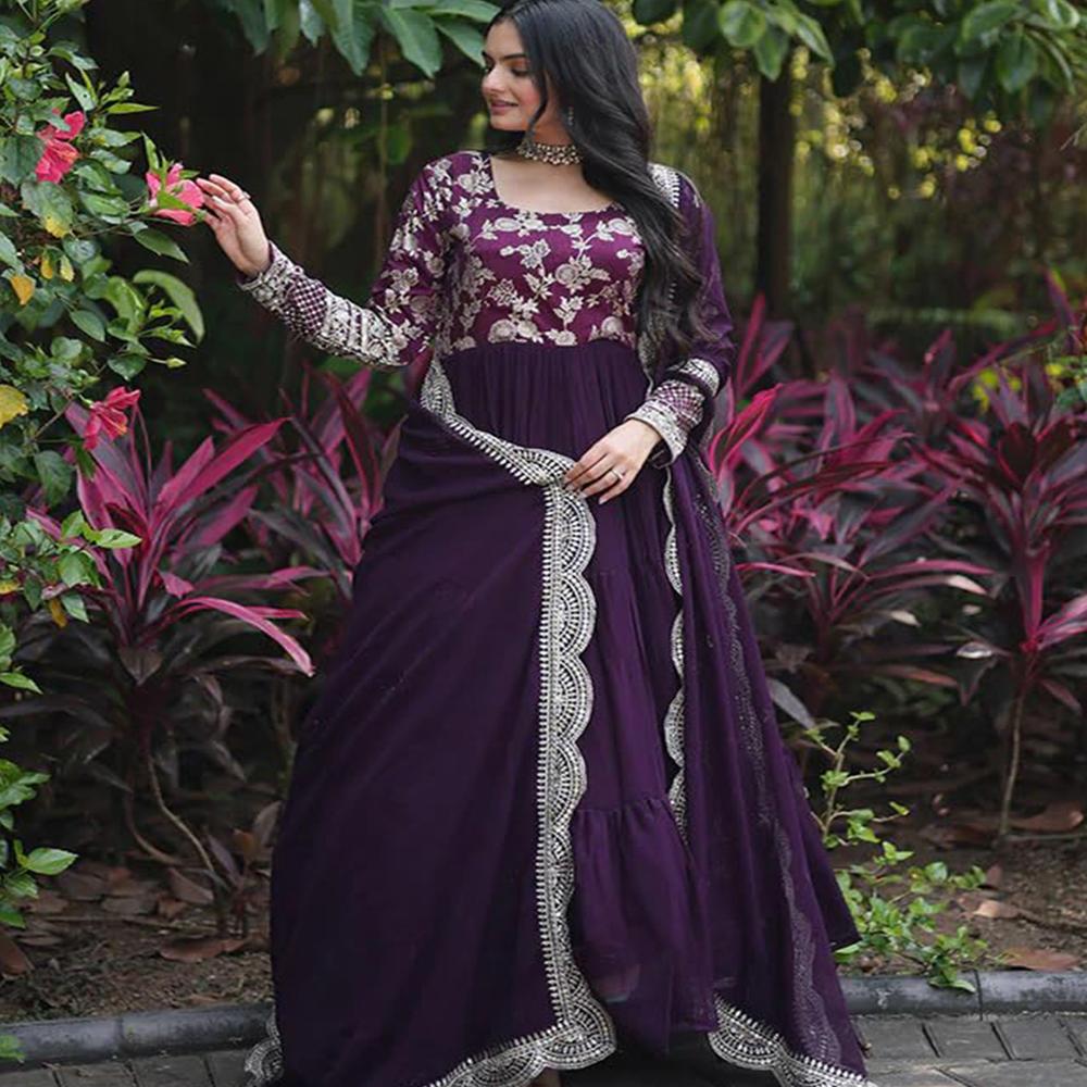 Purple Ishaak Gown - Bust Size: 36-44 Inch (In)