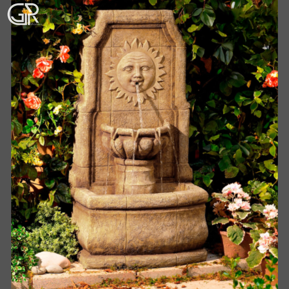 sandstone wall water fountain