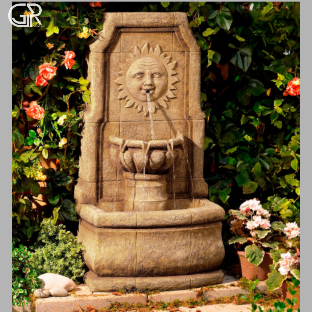 sandstone wall water fountain