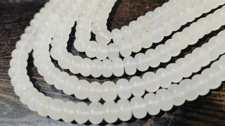 Natural White Quartz Rondelle Plain Smooth 6mm & 8mm Beads Sold Per Strand 8 inches Long