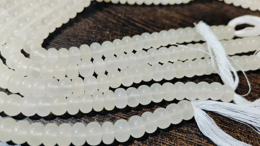 Natural White Quartz Rondelle Plain Smooth 6mm & 8mm Beads Sold Per Strand 8 inches Long 