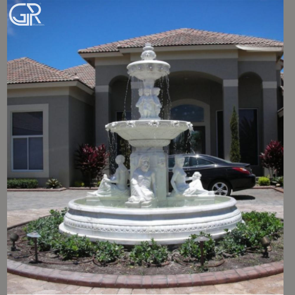 makrana white marble water fountain