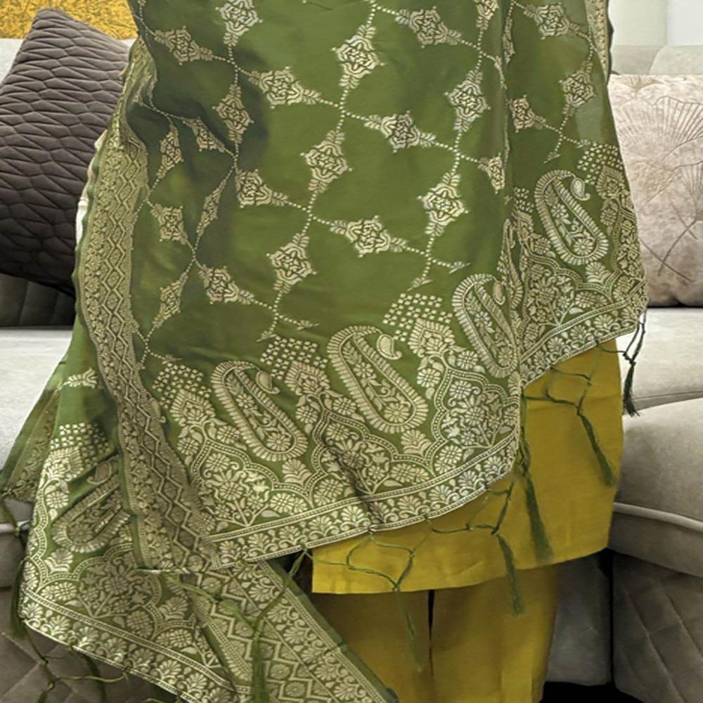 Patola Kurta Pant Dupatta Set - Bust Size: 32-40 Inch (In)