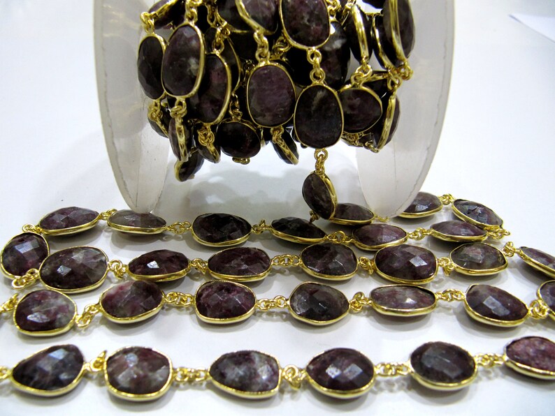 Natural Pink Tourmaline quartz Uneven Shape Bezel Connector Chain 12-15mm Size Chain