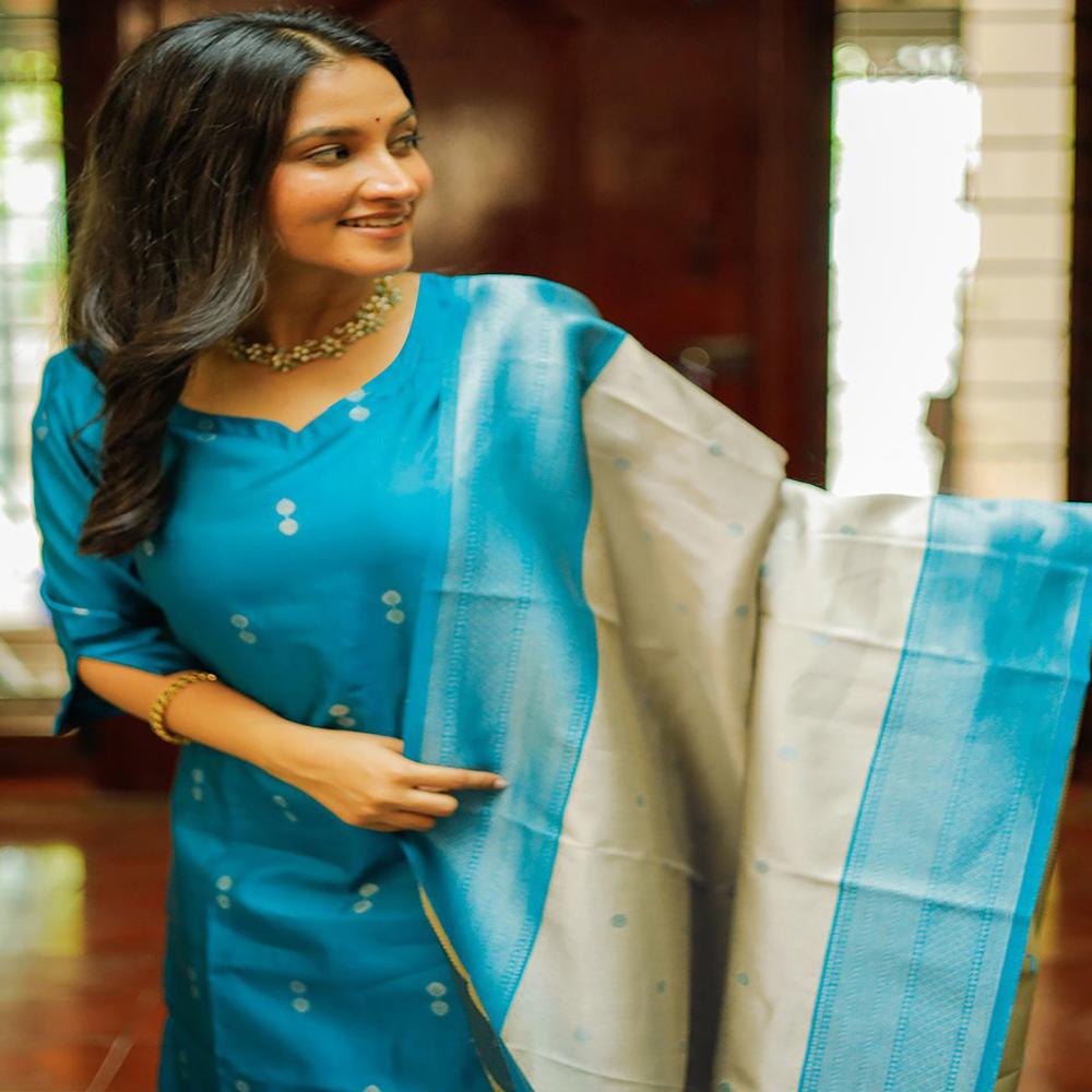 Sky Blue Color Rasmalai  Suit