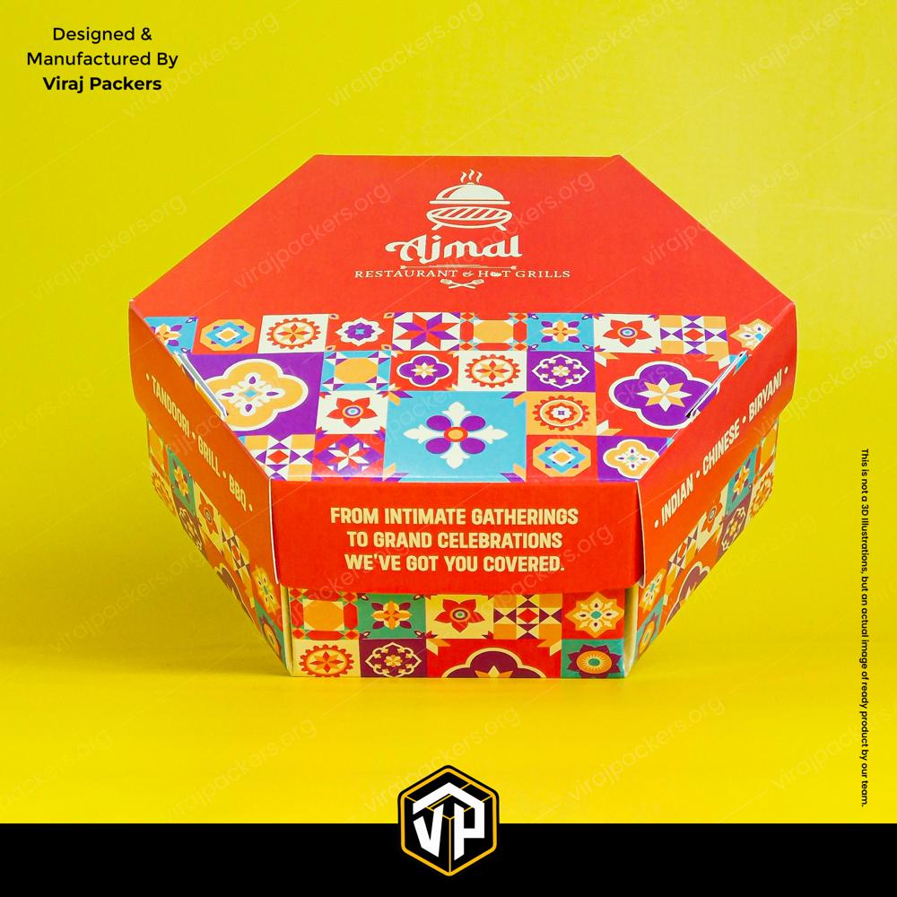 Premium Hexagonal Biryani Box Custom Printed Biryani Packaging Box Manufacturer In India - Coating Type: Aqueous Coating