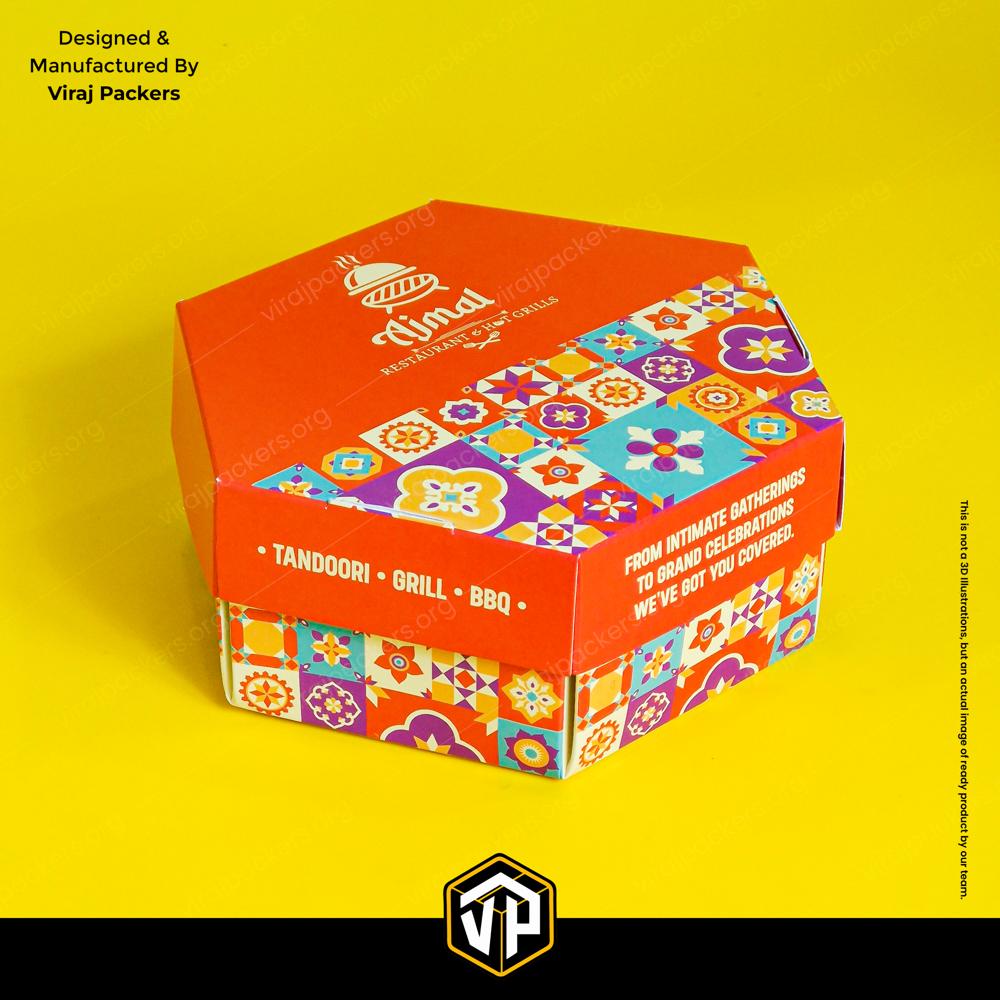 Premium Hexagonal Biryani Box Custom Printed Biryani Packaging Box Manufacturer in India