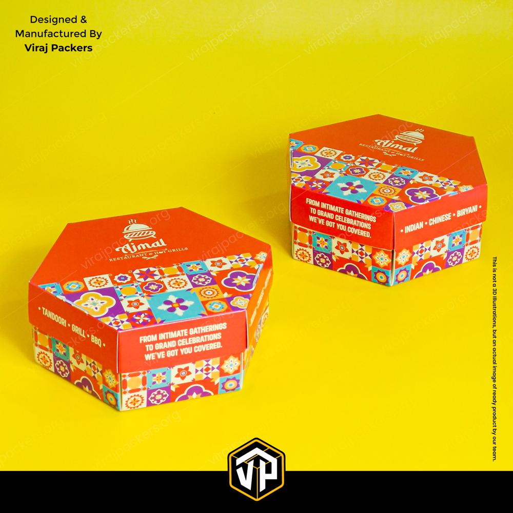 Premium Hexagonal Biryani Box Custom Printed Biryani Packaging Box Manufacturer in India
