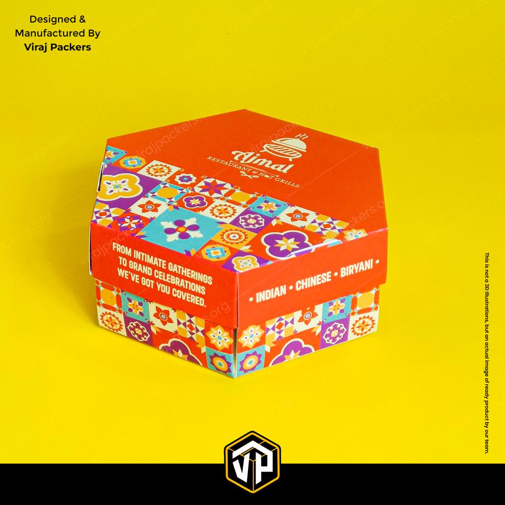 Premium Hexagonal Biryani Box Custom Printed Biryani Packaging Box Manufacturer in India