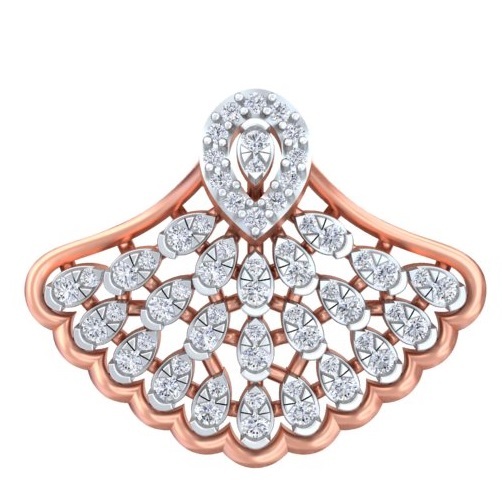 Rose Gold Diamond Fan-Lace Diamond Studs Earrings