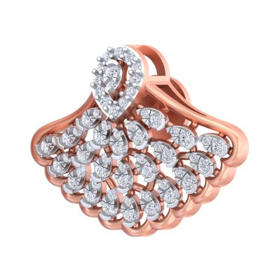 Rose Gold Diamond Fan-Lace Studs Earrings