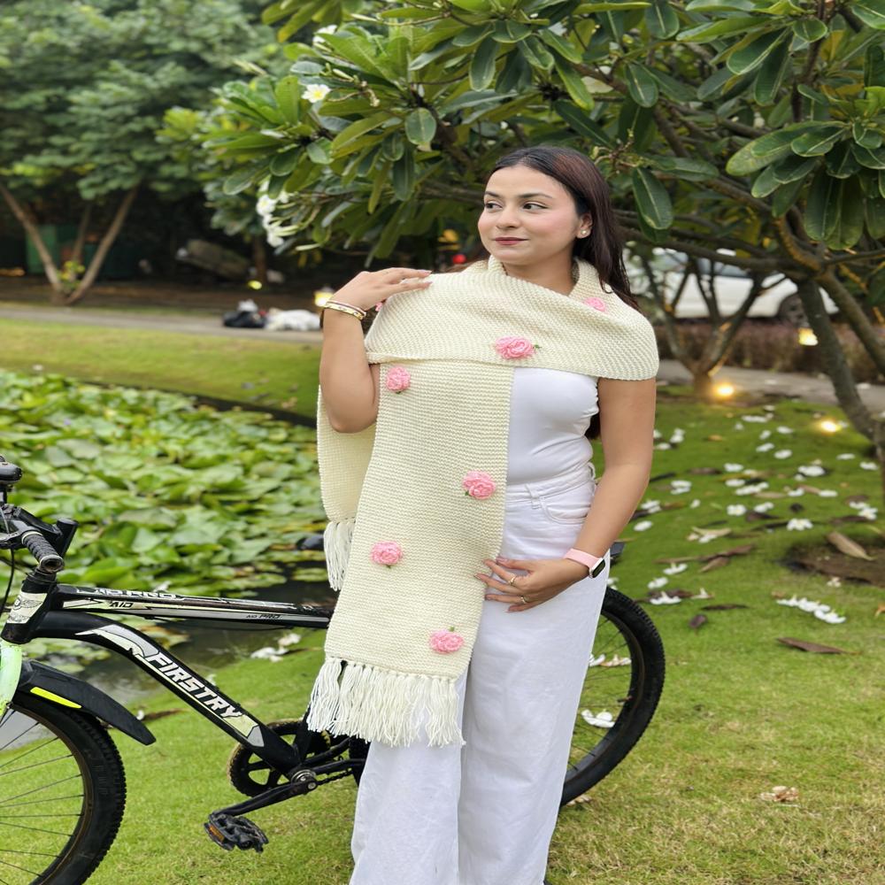 Peach Helen Rose Handmade Scarf
