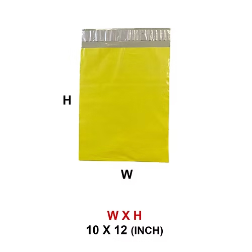 10 x 12 Inch Plain Yellow Courier Shipping Bag - Water & Tamper Proof for E-commerce Packaging