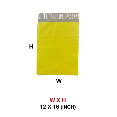 12 x 16 Inch Plain Yellow Courier Shipping Bag - Water & Tamper Proof for E-commerce Packaging