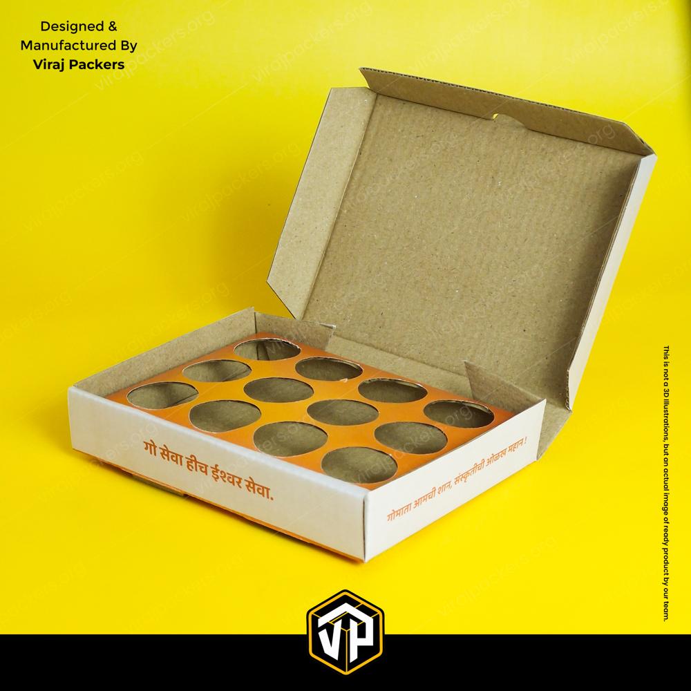 Sambrani Cup Packing Box 3 Ply Corrugated Sambrani Cup Packaging Box with 12 Cup Holder