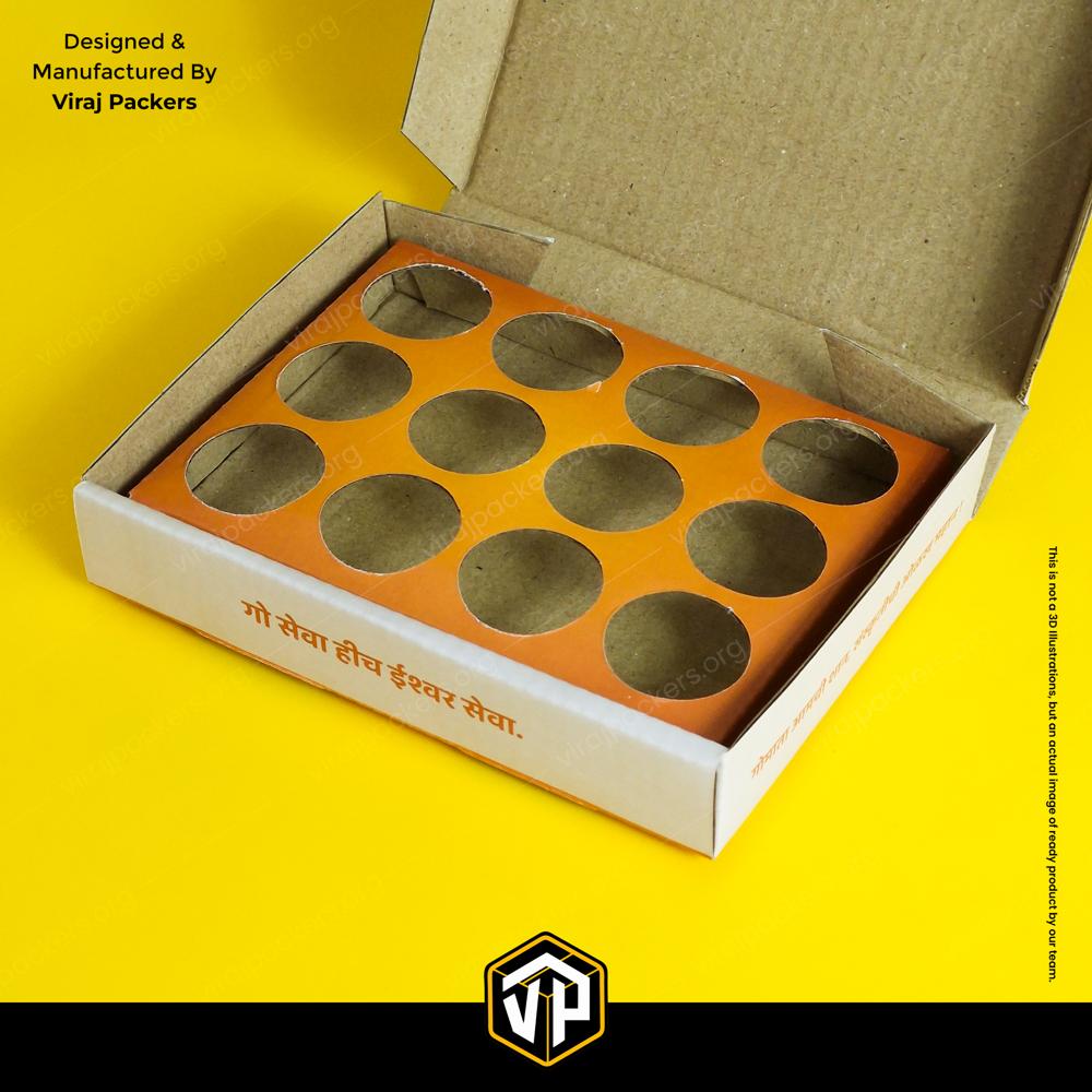 Sambrani Cup Packing Box 3 Ply Corrugated Sambrani Cup Packaging Box with 12 Cup Holder