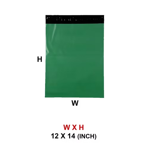 12 x 14 Inch Plain Dark Green Courier Shipping Bag - Water & Tamper Proof for E-commerce Packaging