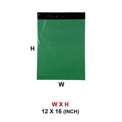 12 x 16 Inch Plain Dark Green Courier Shipping Bag - Water & Tamper Proof for E-commerce Packaging