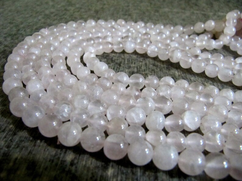 Natural Genuine Rose Quartz Round Ball Shape Plain Smooth 5 to 8mm Beads Strand 13 inch Long