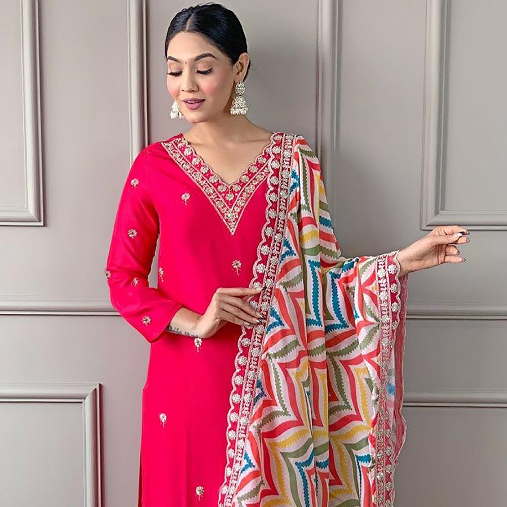 Pink Annara Kurta Set - Bust Size: 32-40 Inch (In)
