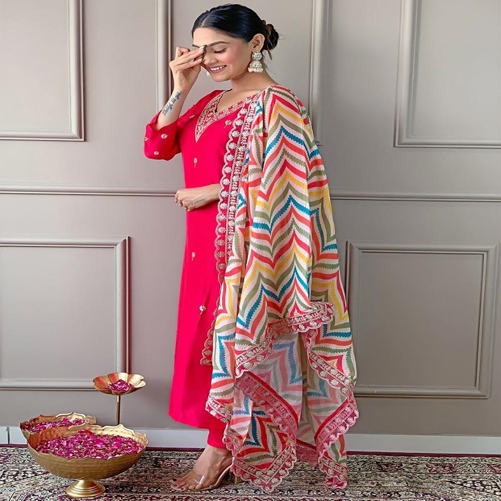 Pink Annara Kurta Set - Bust Size: 32-40 Inch (In)