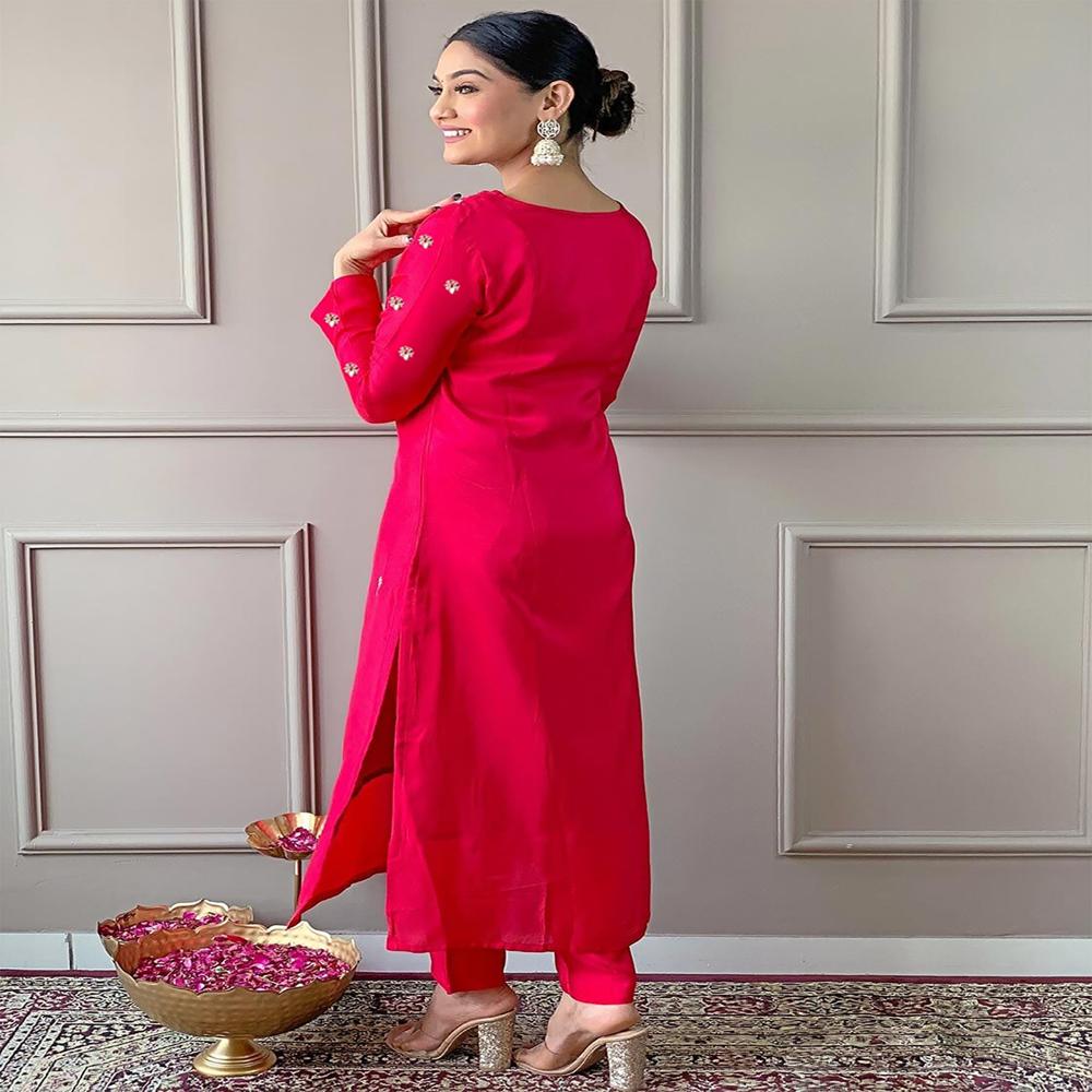 Pink Annara Kurta Set - Bust Size: 32-40 Inch (In)