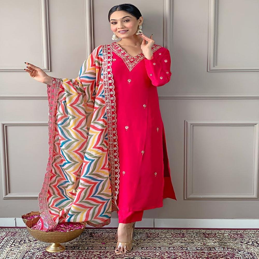 Pink Annara Kurta Set - Bust Size: 32-40 Inch (In)
