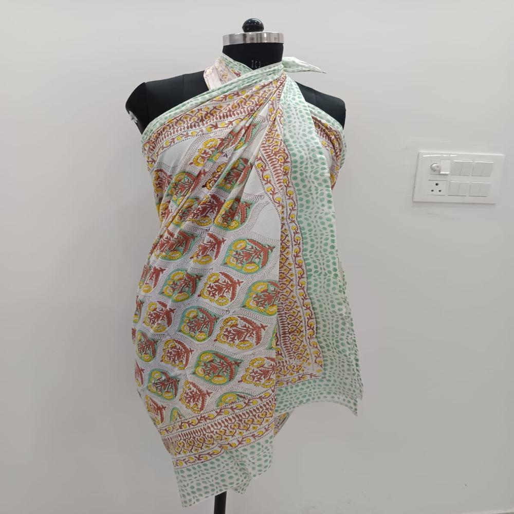 Hand Block Printed Sarong - Color: Multicolour